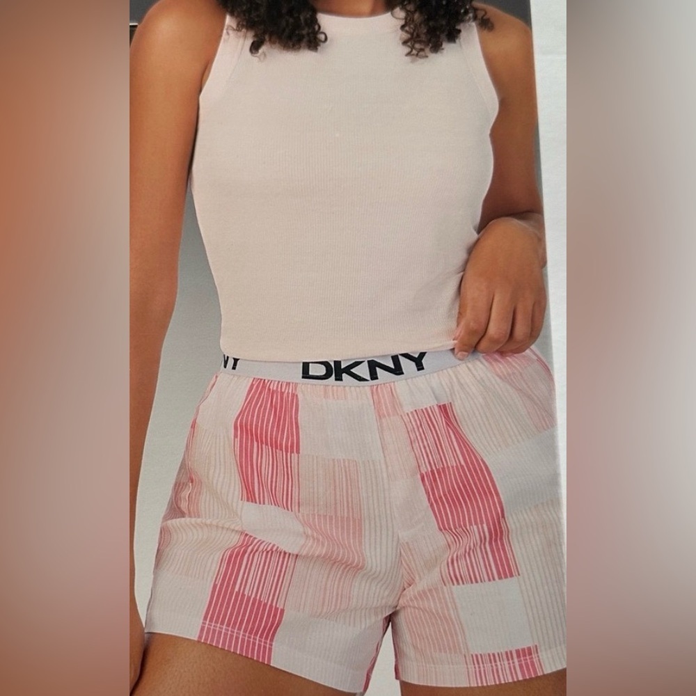 DKNY Women’s Soft Pink Tank and Striped Shorts Set
